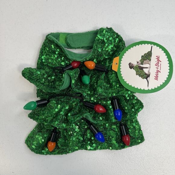 Merry & Bright Sz XS Holiday Christmas Pet Dog Cat Apparel Sequin Tree Costume - Picture 2 of 7